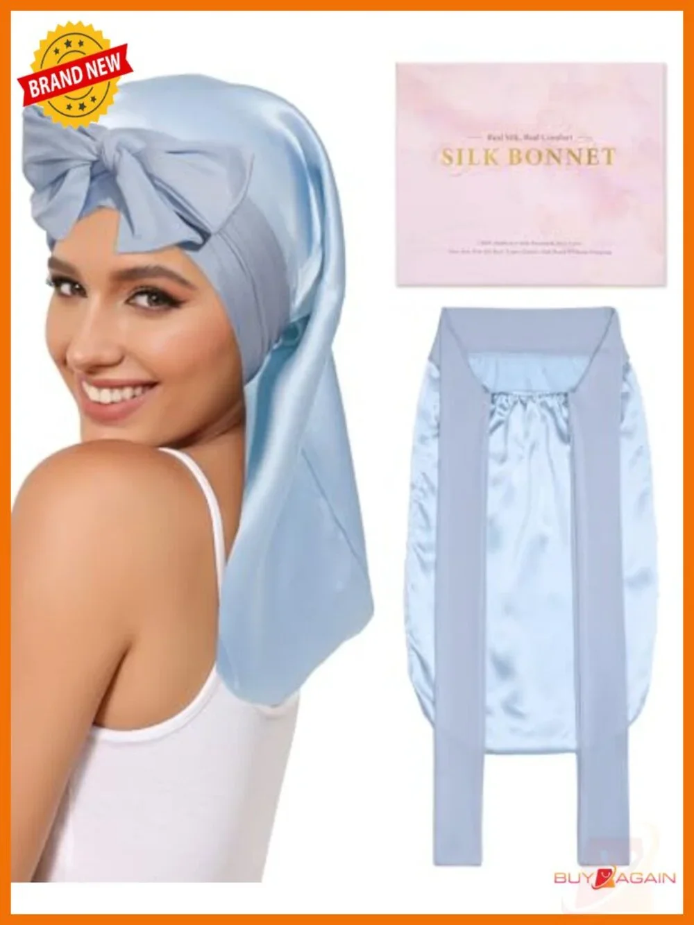 100% Mulberry Silk Hair Bonnet for Sleeping Adjustable Long Hair Wrap
